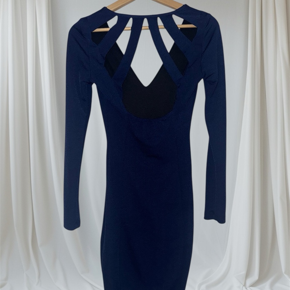 Windsor Navy Backless Dress with Cutout Design